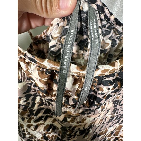 By‎ Anthropologie Square-Neck Slip Dress XS Side Slit Animal Snake Print Edgy - Picture 4 of 7